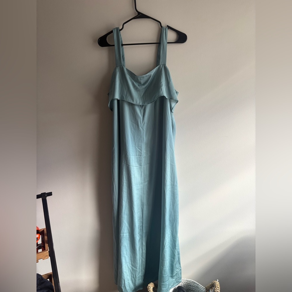 NWT Banana Republic Long Light Blue Faux Silk Dress